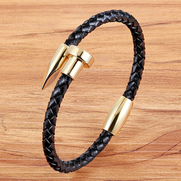 Genuine Leather Nail Bracelet